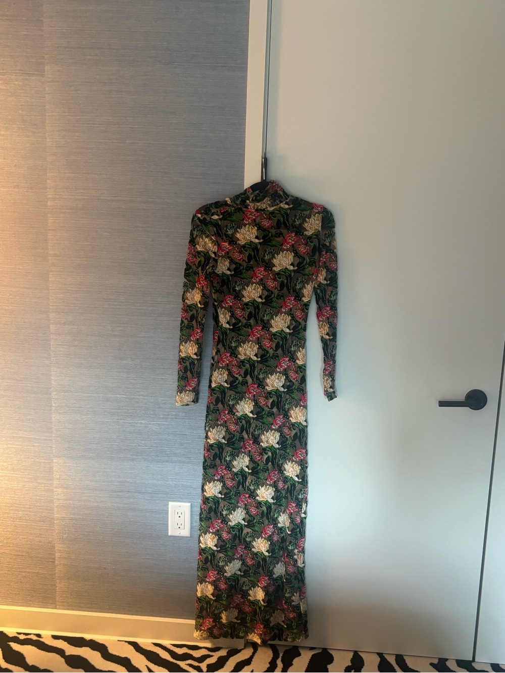 Paco Rabanne Green Floral Long-Sleeve Maxi Dress